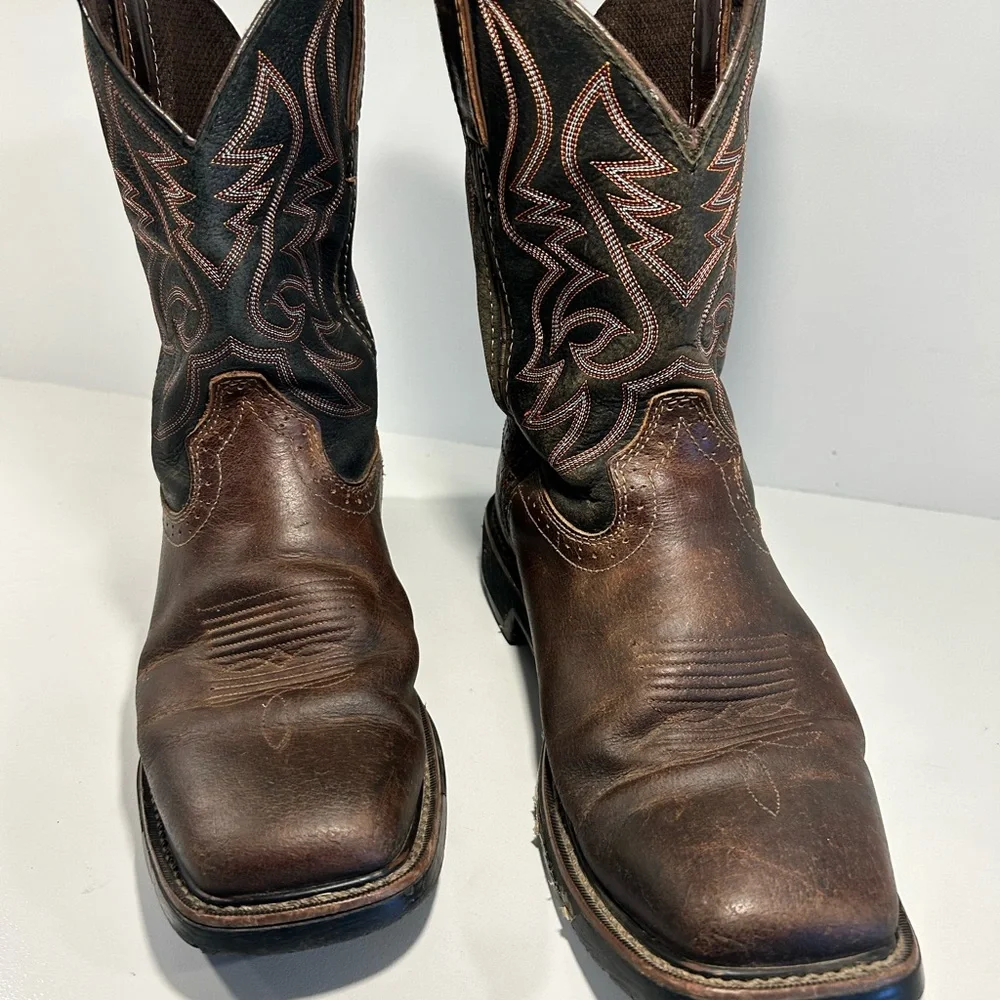 Justin Boots Men’s 8D Brown Leather Pull-On Work Boots AS IS Beaters - Picture 2 of 15